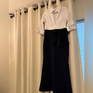 Elegant White and Navy Women's Dress